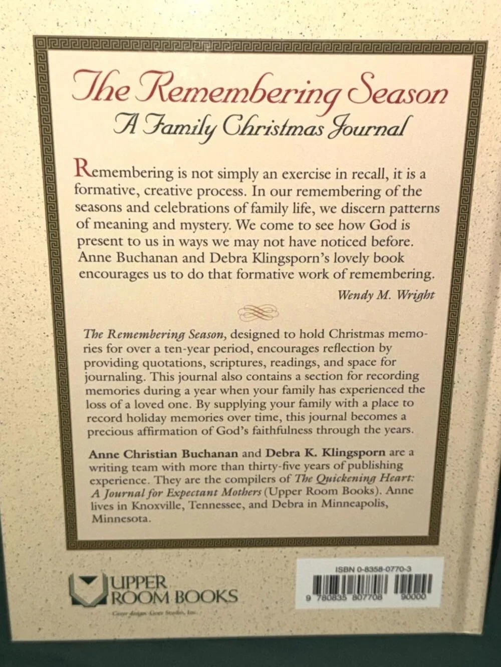 The Remembering Season A Family Christmas Journal